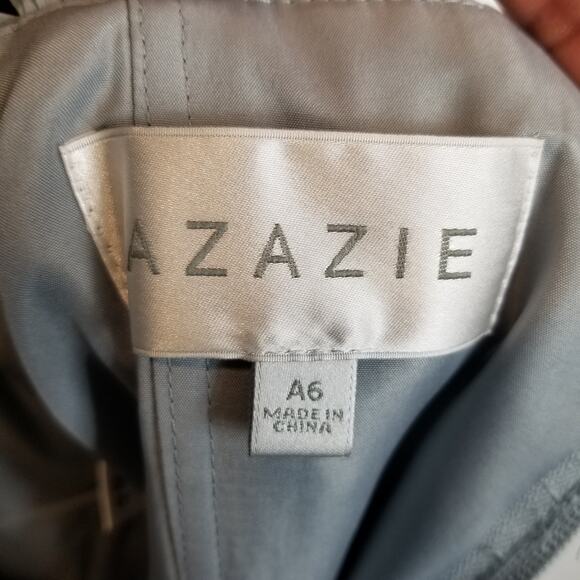 Azazie Women's Knee Length Chiffon Bridesmaid Dress Light Blue Size A6 / 6 - Picture 3 of 6